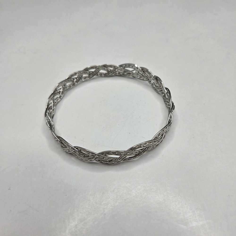 Unbranded Braided Bangle Bracelet Woven Silver Tone Metal Jewelry G8